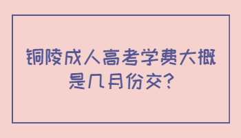 銅陵成人高考學(xué)費(fèi)大概是幾月份交